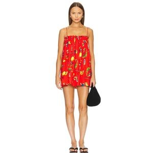 Vibrant Red Floral Women's Dress
